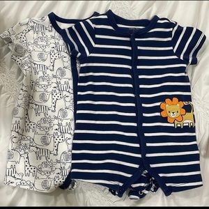 Two 6 months little me shortalls